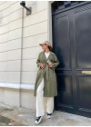 Haki Bershka Model Premium Oversize Trençkot