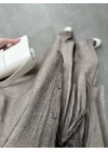 İthal Kumaş Desenli Oversize Duman Gömlek Takım