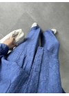 İthal Kumaş Desenli Oversize Saks Mavi Gömlek Takım
