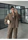 Jakarlı Vizon Kimono Takım