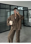 Jakarlı Vizon Kimono Takım
