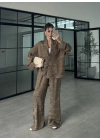 Jakarlı Vizon Kimono Takım
