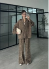 Jakarlı Vizon Kimono Takım