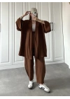 Kahve Gofre Kimono Takım