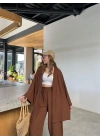 Kahve Gofre Kimono Takım