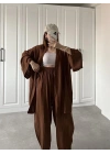 Kahve Gofre Kimono Takım