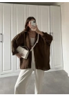 Kahve Oversize Tensel Gömlek