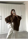 Kahve Oversize Tensel Gömlek
