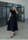 Kemerli Basic Siyah Elbise