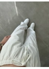 Keten Beli Lastikli Ekru Pantolon