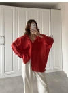 Kırmızı Oversize Tensel Gömlek