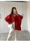 Kırmızı Oversize Tensel Gömlek