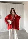 Kırmızı Oversize Tensel Gömlek