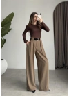Köprü Detay Kemerli Haki Palazzo Pantolon