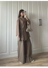Krinkıl Yandan Bağlamalı Vizon Kimono Takım