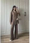 Krinkıl Yandan Bağlamalı Vizon Kimono Takım
