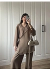 Krinkıl Yandan Bağlamalı Vizon Kimono Takım