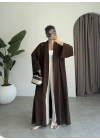 Kuşaklı Tam Boy Kahve Kimono