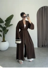 Kuşaklı Tam Boy Kahve Kimono