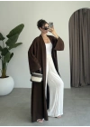 Kuşaklı Tam Boy Kahve Kimono