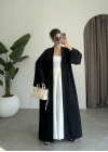 Kuşaklı Tam Boy Siyah Kimono