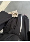 Kuşaklı Tam Boy Siyah Kimono