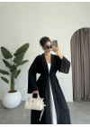 Kuşaklı Tam Boy Siyah Kimono