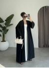 Kuşaklı Tam Boy Siyah Kimono