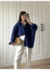 Lacivert Oversize Tensel Gömlek