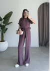 Lea Tensel Bordo Basic Bluz Takım