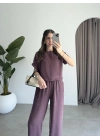 Lea Tensel Bordo Basic Bluz Takım
