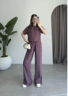 Lea Tensel Bordo Basic Bluz Takım