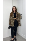 Leopar Astarlı Oversize Blazer Ceket