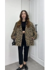 Leopar Astarlı Oversize Blazer Ceket