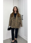Leopar Astarlı Oversize Blazer Ceket