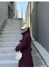 Maison Oversize Astarlı Bordo Trençkot