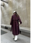 Maison Oversize Astarlı Bordo Trençkot