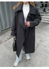 Mango Model Oversize Siyah Trençkot