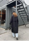 Mango Model Oversize Siyah Trençkot
