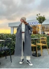 Mango Model Premium Kuşaklı Antrasit Oversize Kaban