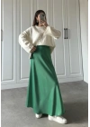 Maxi Boy Yeşil Saten Etek