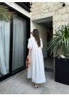Maxi Önü Bağlamalı Beyaz Elbise