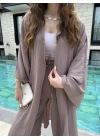 Maxi Uzun Devedikeni Gofre Kimono Takım
