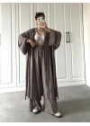 Maxi Uzun Devedikeni Gofre Kimono Takım