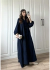 Müslin Kumaş Oversize Lacivert Elbise