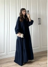 Müslin Kumaş Oversize Lacivert Elbise