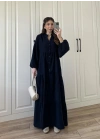 Müslin Kumaş Oversize Lacivert Elbise