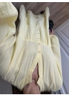Müslin Kumaş Oversize Sarı Elbise