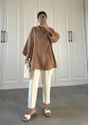 Müslin Kumaş Yandan Bağlamalı Cappuccino Kimono
