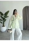 Nakış Baskılı Kuşaklı Adaçayı Kimono
